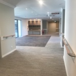 Hall and common area in aged care apartment building